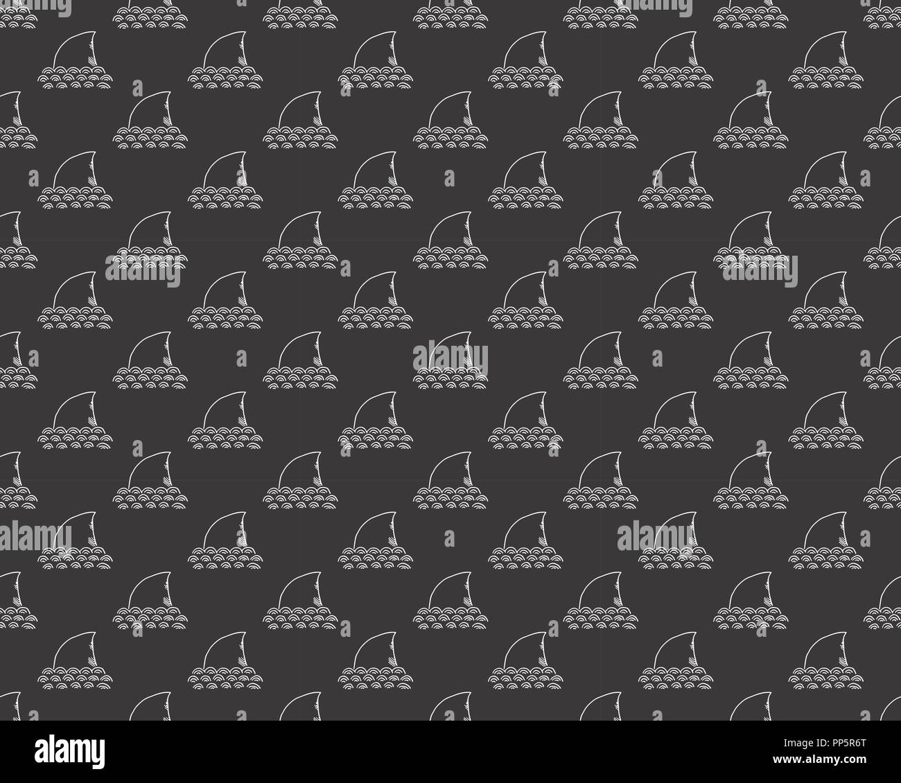 Shark seamless pattern, Hand drawn sketched doodle shark, vector ...