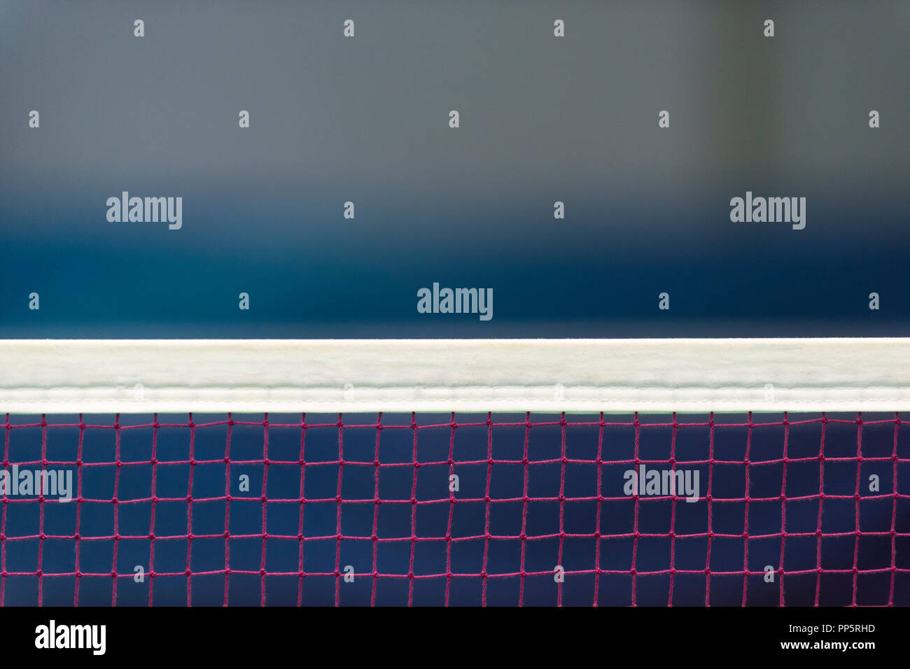 Badminton net indoor on badminton court, closeup view of badminton net