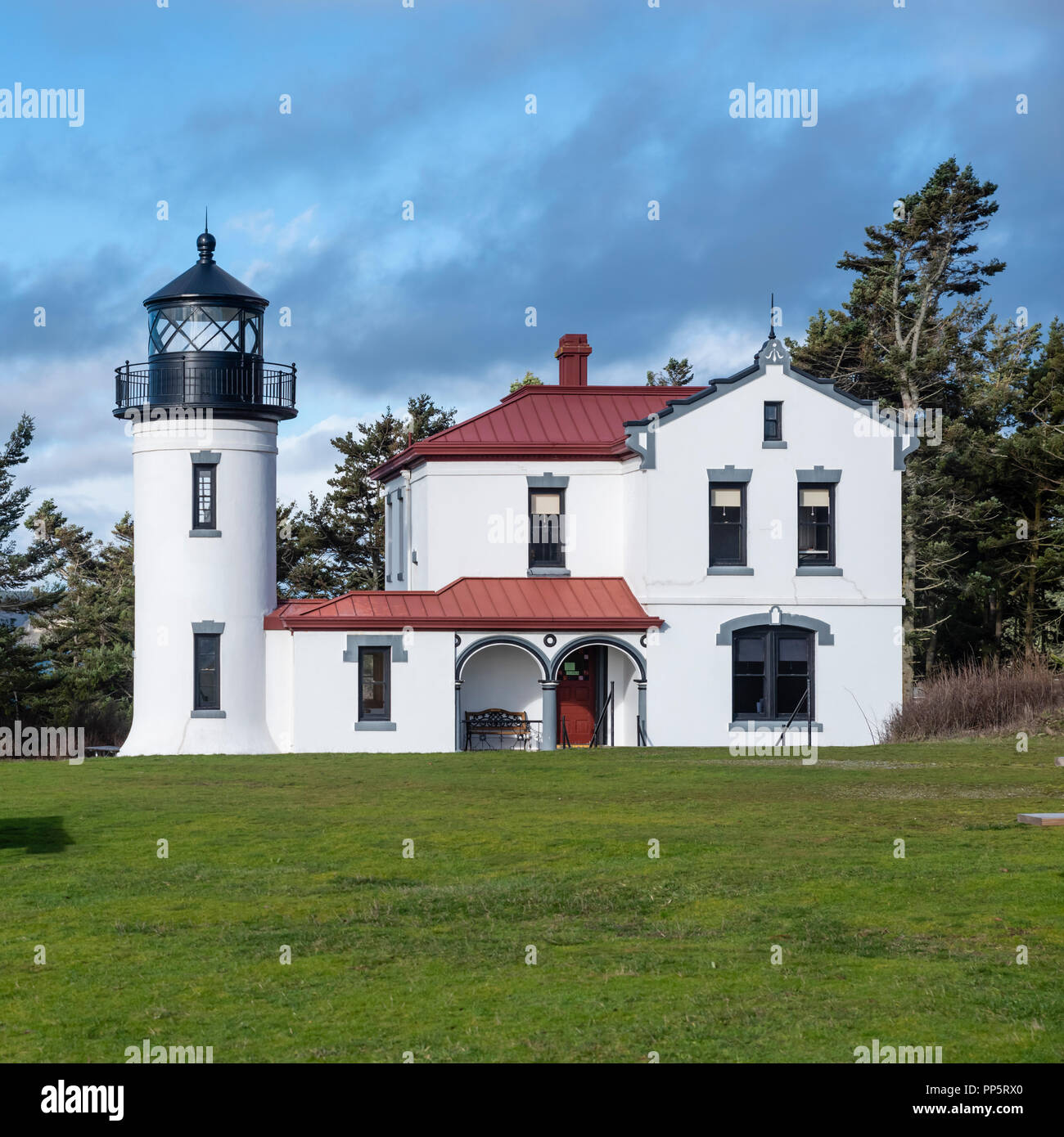 Admiralty Head Lighthouse in Fort Casey State Park near Coupeville.  Whidbey Island, Washington Stock Photo