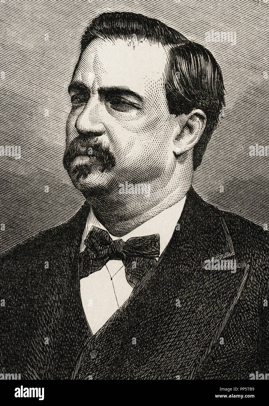 Antonio Canovas del Castillo (1828-1897). Spanish politician. Engraving in The Spanish and American Illustration, 1872. Stock Photo