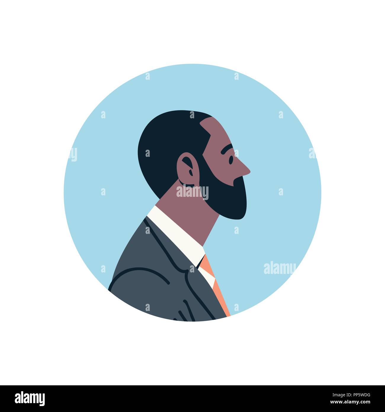 african american bearded businessman avatar man face profile icon ...