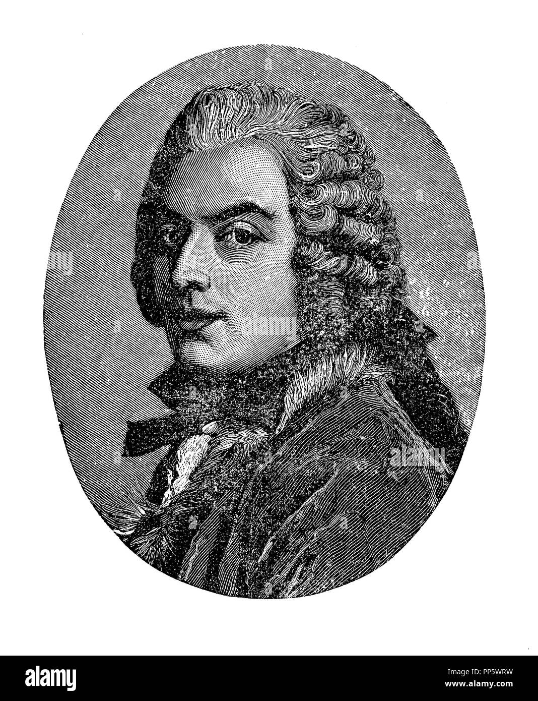 Vintage portrait of Count Francesco Algarotti (1712-1764), Venetian philosopher, poet, essayist, anglophile, art critic and art collector Stock Photo