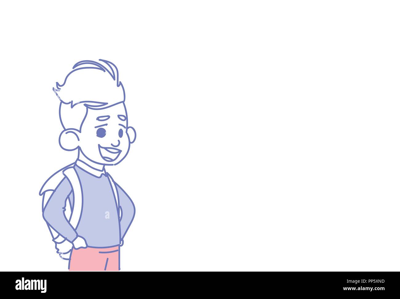 Schoolboy With Backpack Go To School Education Concept