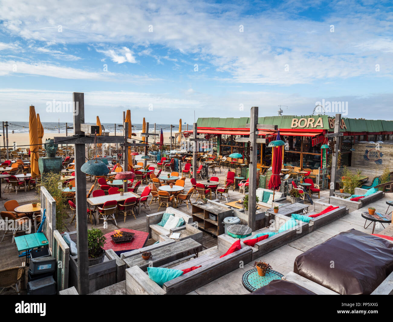 Bora Bora Beach Club at Scheveningen beach in Den Haag The Hague Netherlands NL Stock Photo