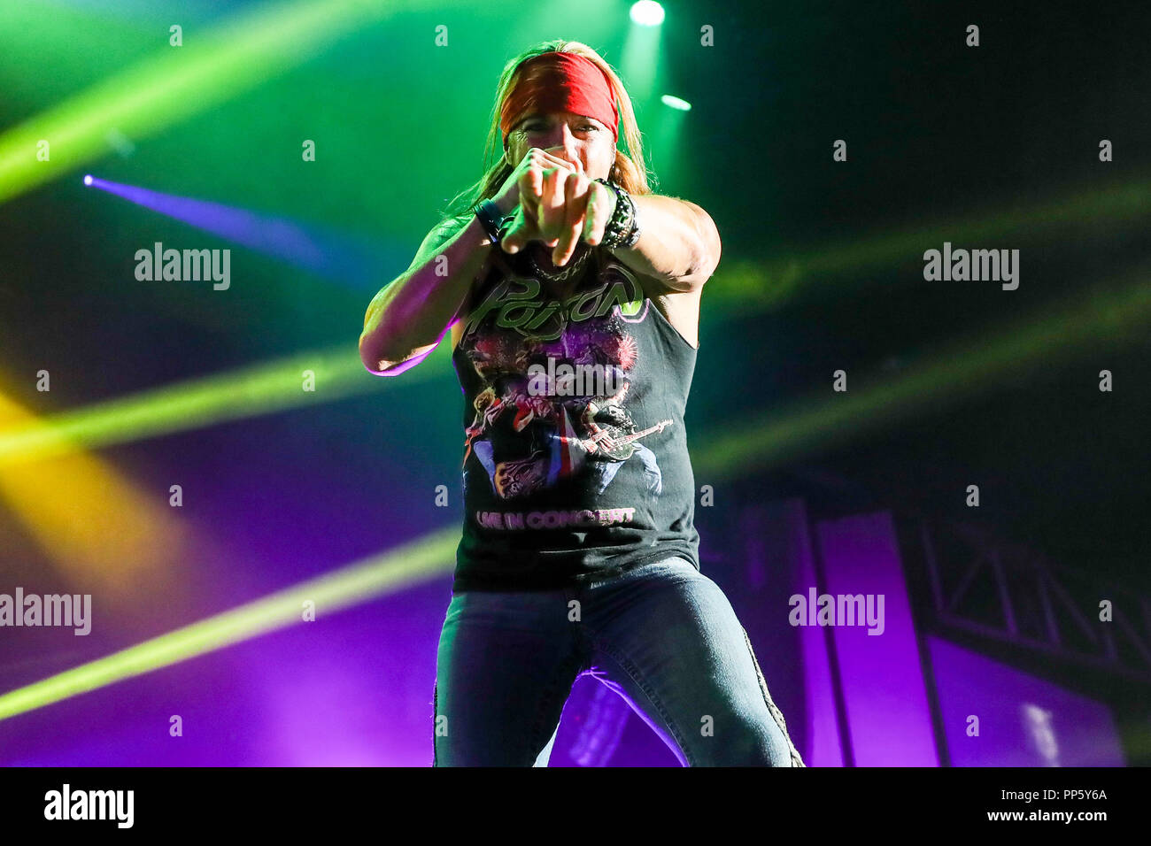 Music Artist POISON performs in Raleigh, North Carolina as part of their 2017 Tour.  Poison is an American rock band consisting of singer Brett Michaels and guitar player CC Deville which has sold over 45 million records worldwide. Stock Photo