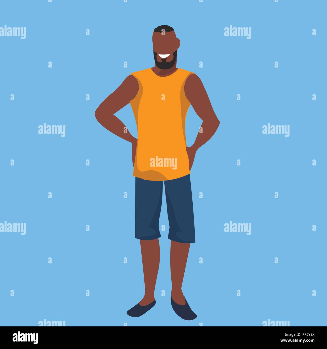 african american bearded man standing pose casual guy relax male ...