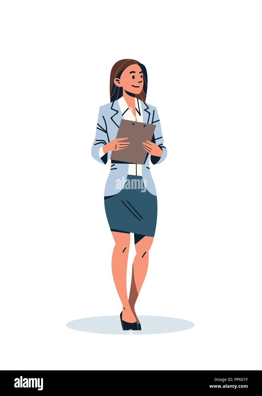 businesswoman holding checklist business woman office worker female cartoon  character flat full length isolated vertical Stock Vector Image & Art -  Alamy