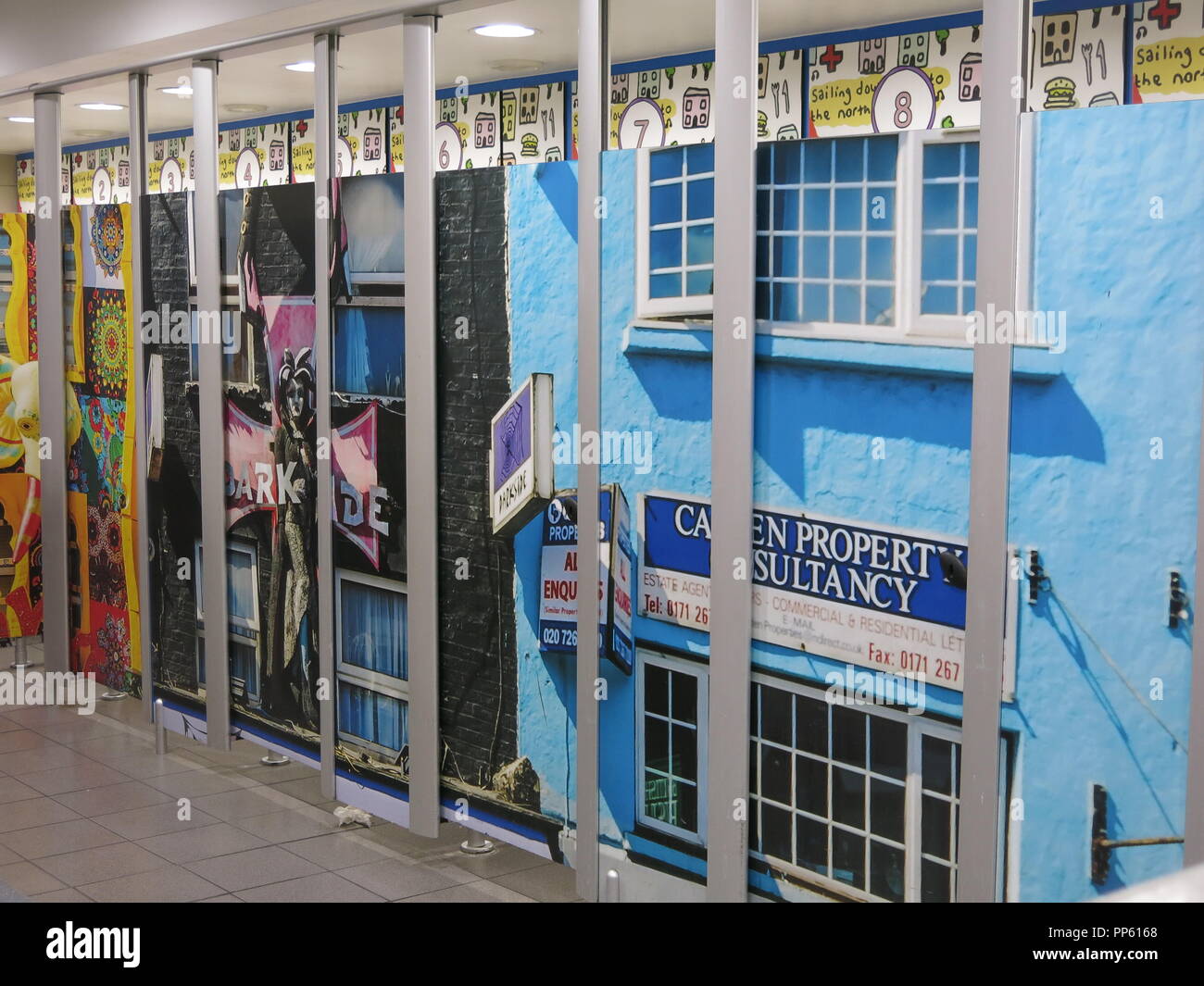 The Ladies Toilets at Euston (mainline) Station have brightly decorated