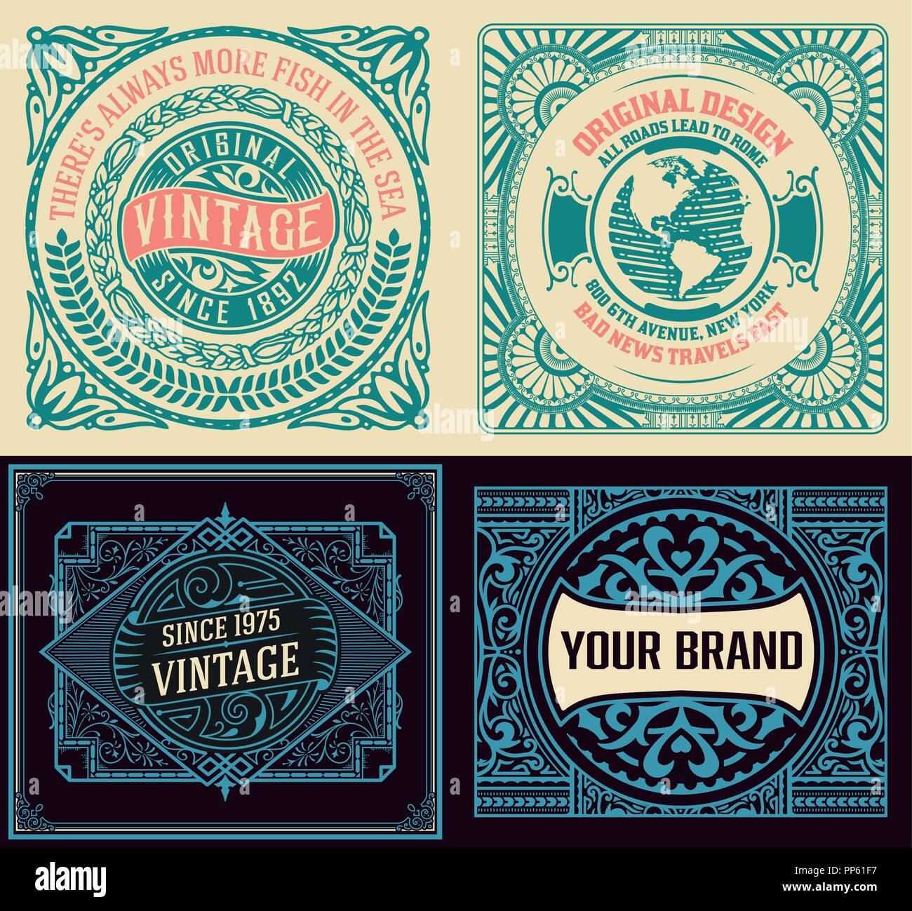 Set of 4 vintage labels Stock Vector