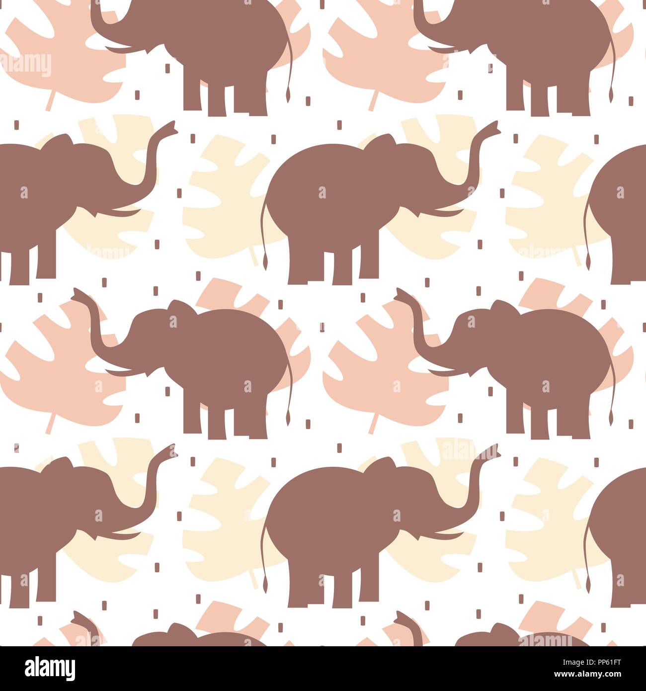 cute seamless vector pattern background illustration with elephants and ...