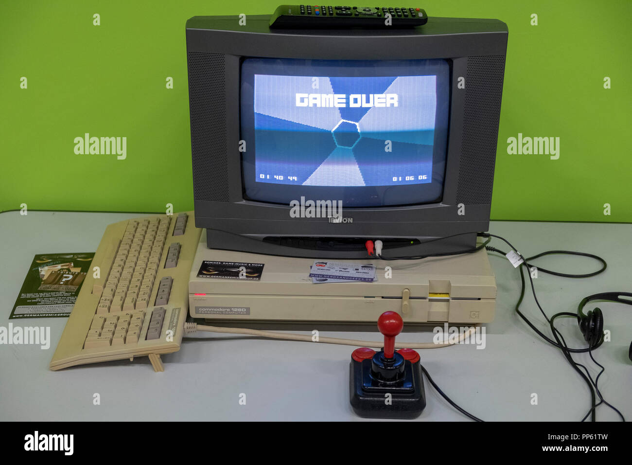 old Commodore 128D personal computer at the world's largest trade fair for computer and video games Gamescom in Cologne, Germany on 24.8.2018 Stock Photo