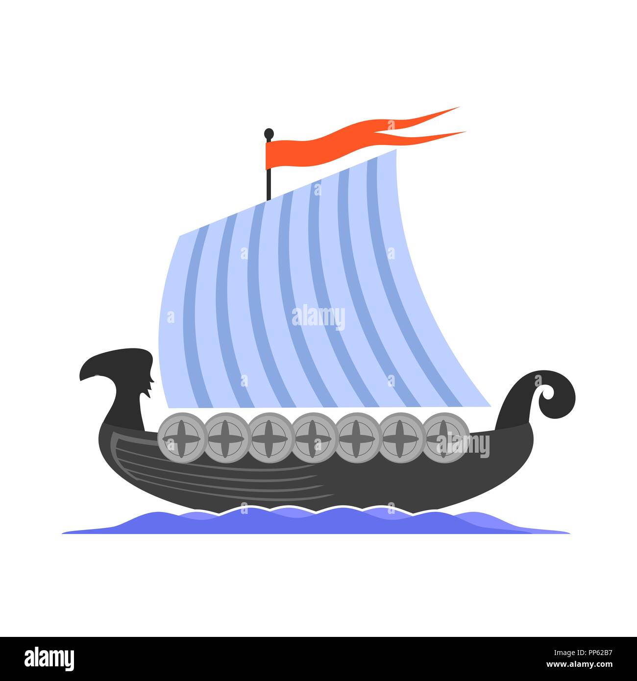 Viking Long Boat Icon Stock Vector