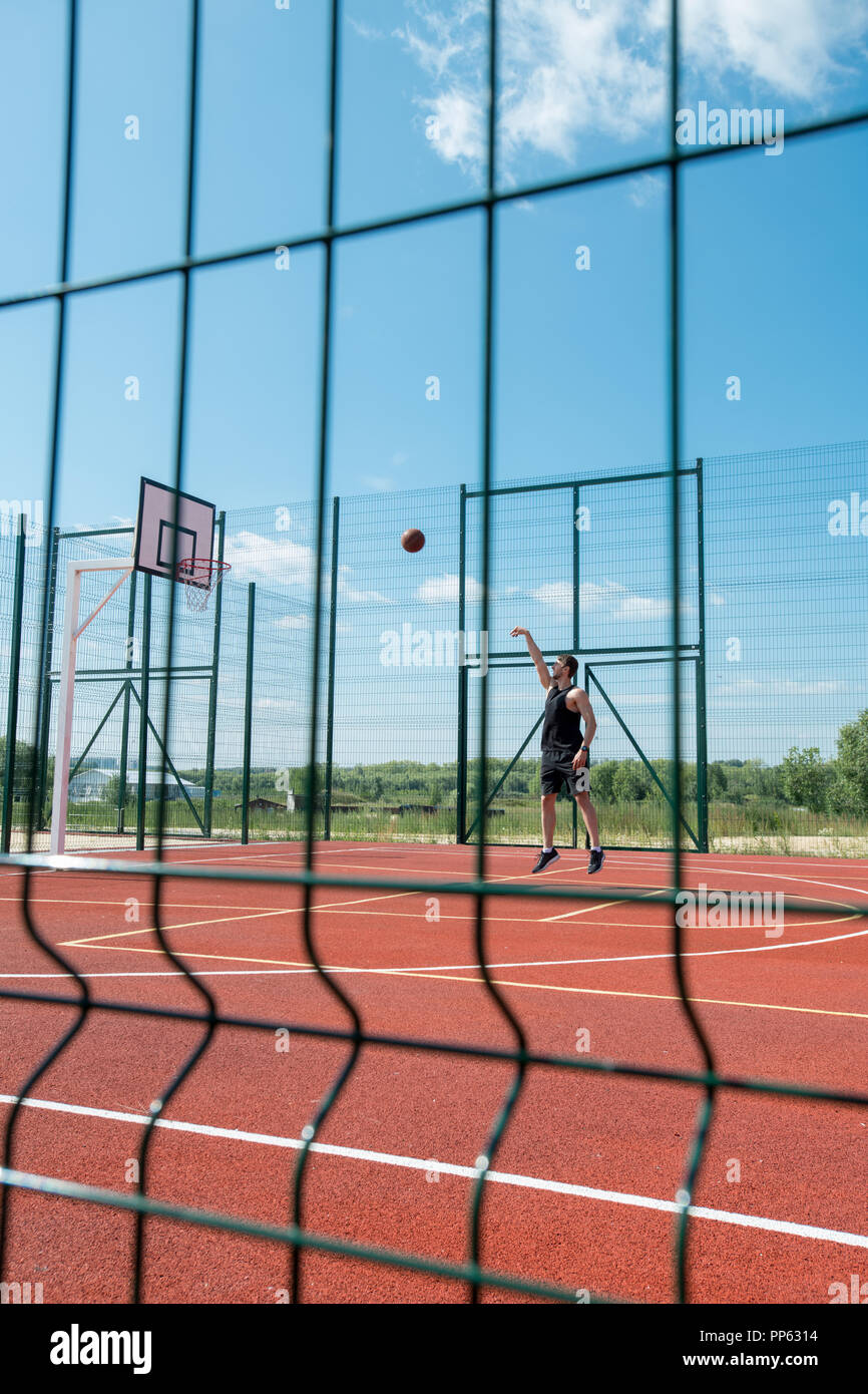 Man Throwing Ball in Hoop Stock Photo Alamy