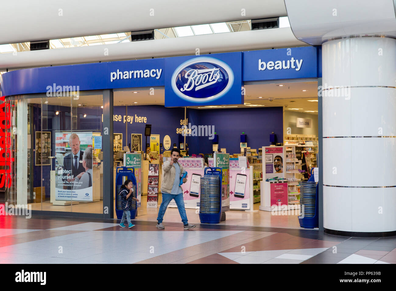 Blanchardstown, Dublin, Ireland. 23rd Sept 2018: Boots pharmacy store front  with logo sign located in the Blanchardstown Centre Shopping Mall Stock  Photo - Alamy