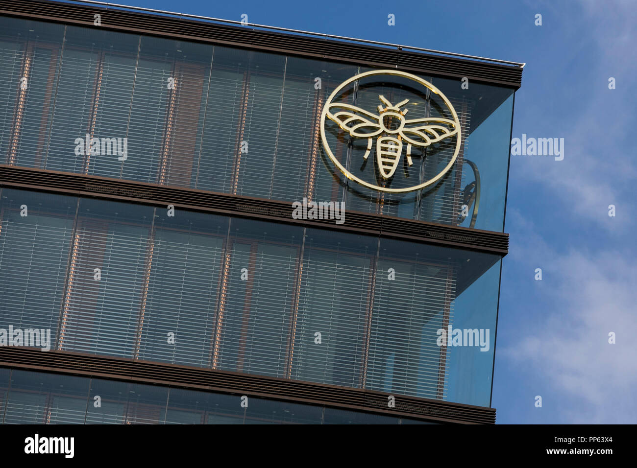 A logo sign outside of the headquarters of the Erste Group Bank and ERSTE Foundation (ERSTE Stiftung) in Vienna, Austria, on September 6, 2018. Stock Photo