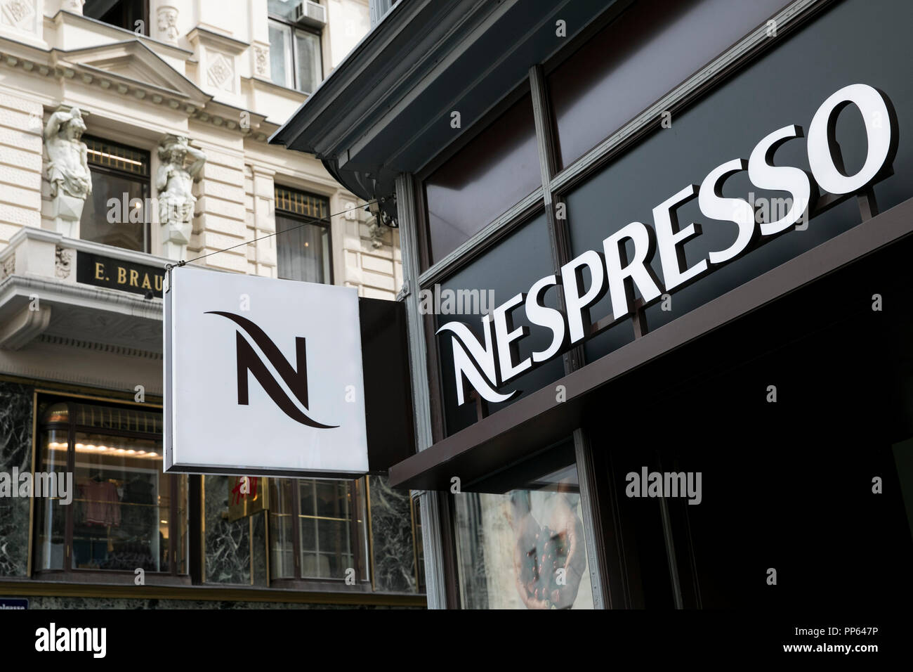 A logo sign outside a Nespresso retail store in Vienna, Austria, on September 4, 2018 Stock Photo - Alamy