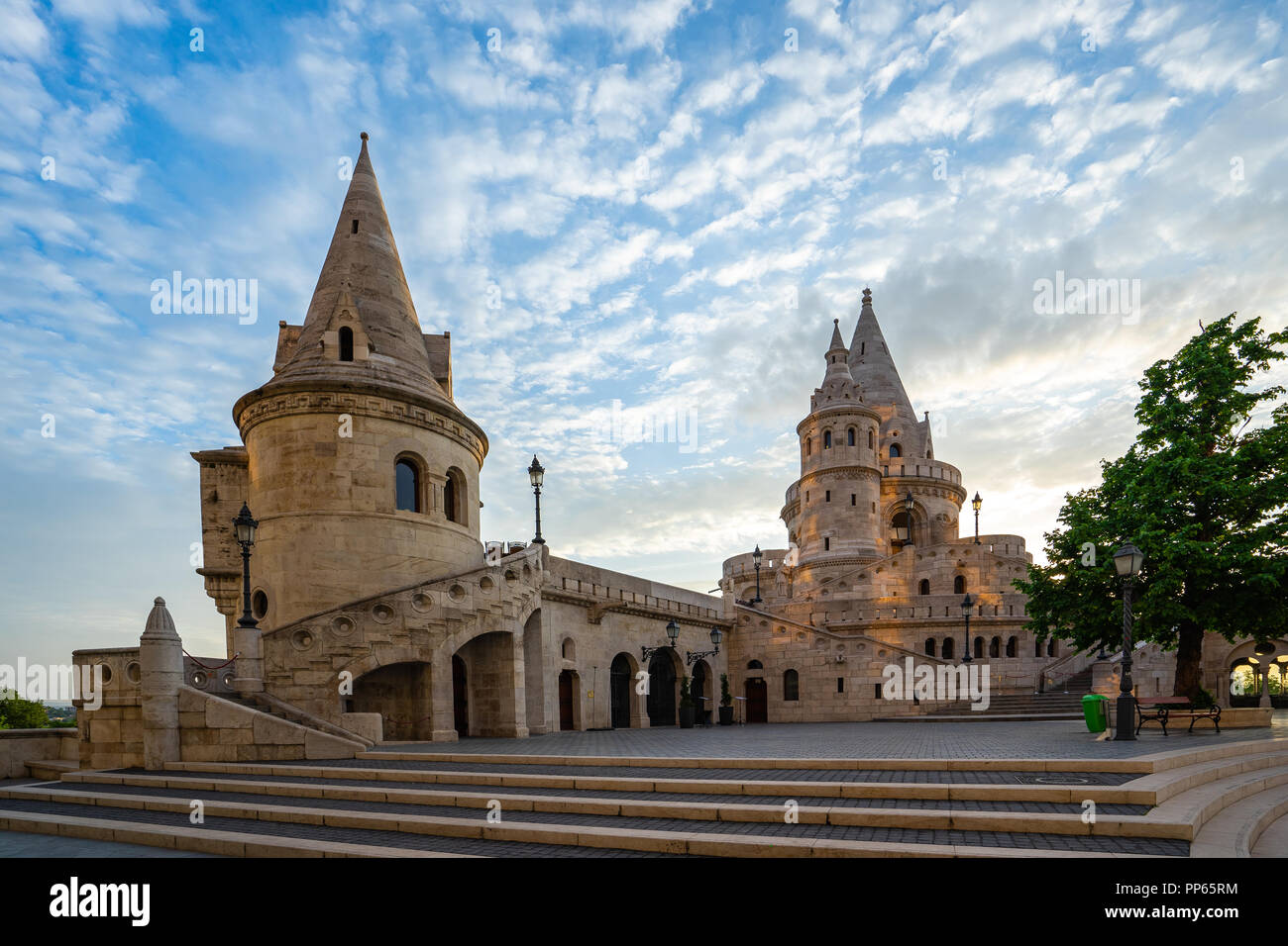 Tower of Fisherman's Bastion in Budapest city, Hungary. Stock Photo