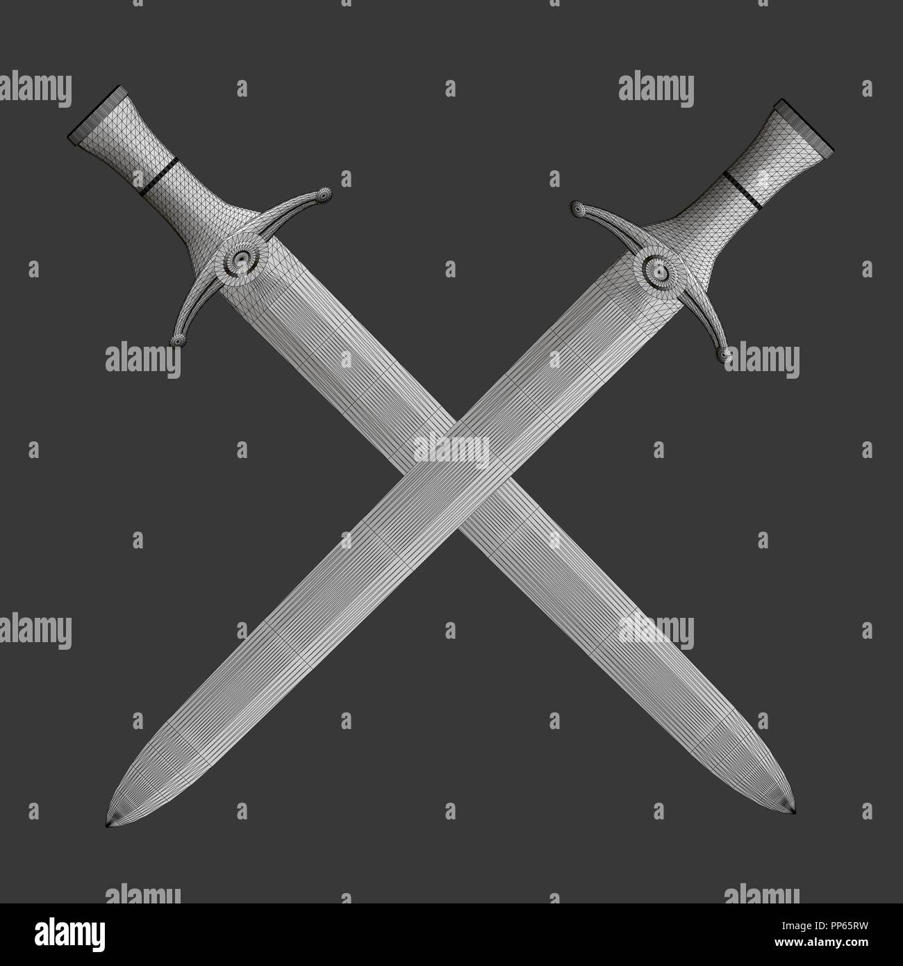 Nine of swords. Tarot cards. Eight crossed swords and a hand grasping a  sword tip Stock Vector