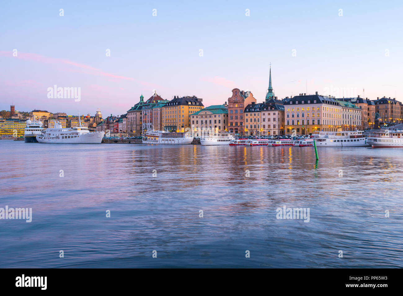 Twilight in Stockholm city skyline in Sweden. Stock Photo