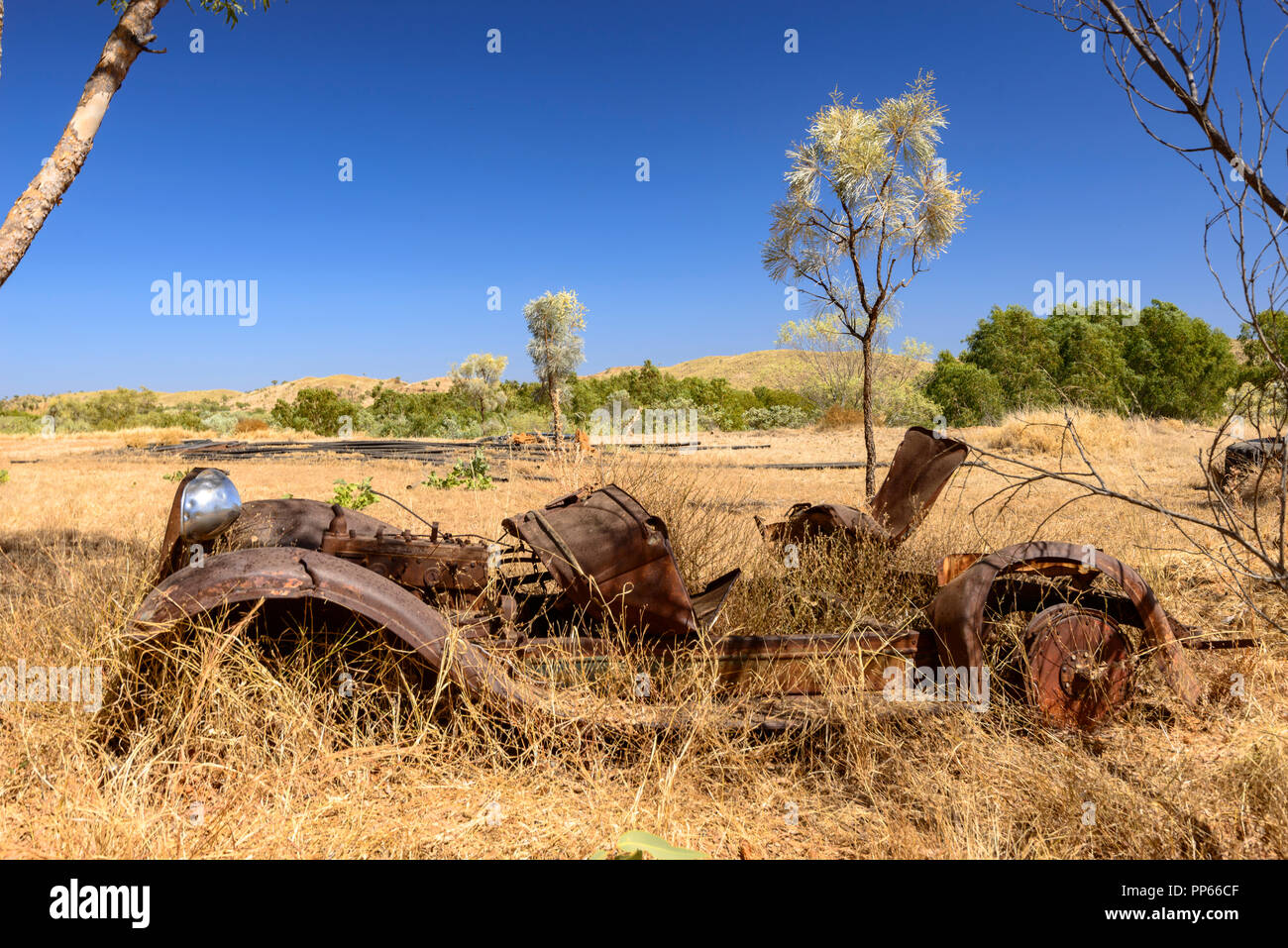 Wrecks of old vehicles, Old Halls Creek, Kimberley Region, Western Australia, Australia Stock Photo