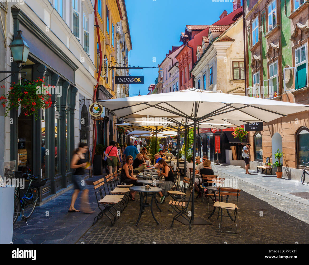 Street and pavement cafe. Stock Photo