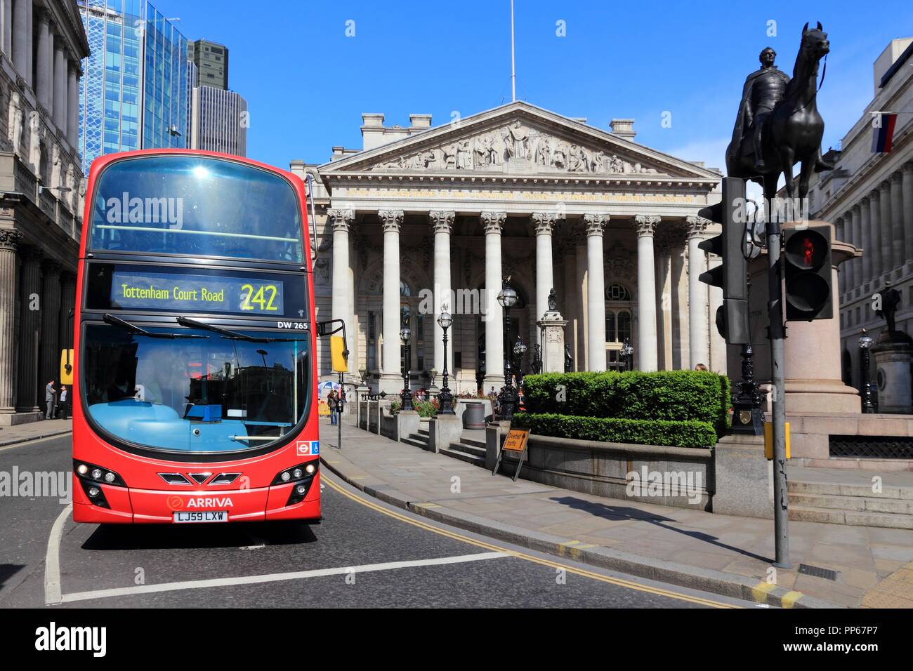 LONDON, UK - MAY 15, 2012: People ride London Bus in London. As of 2012, LB serves 19,000 bus stops with a fleet of 8000 buses. On a weekday 6 million Stock Photo