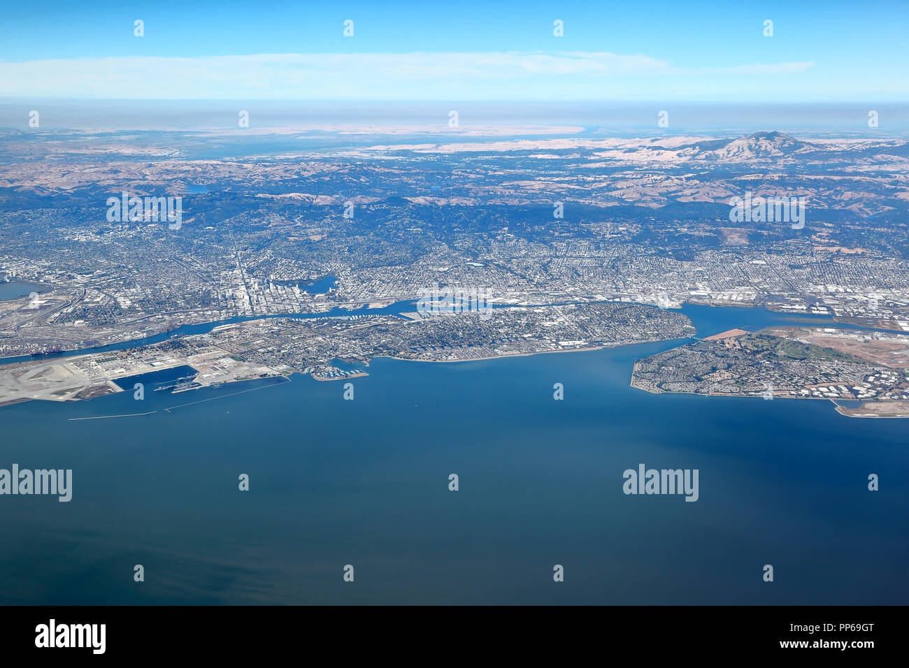 San Francisco Bay Area Aerial View of east bay region showing the