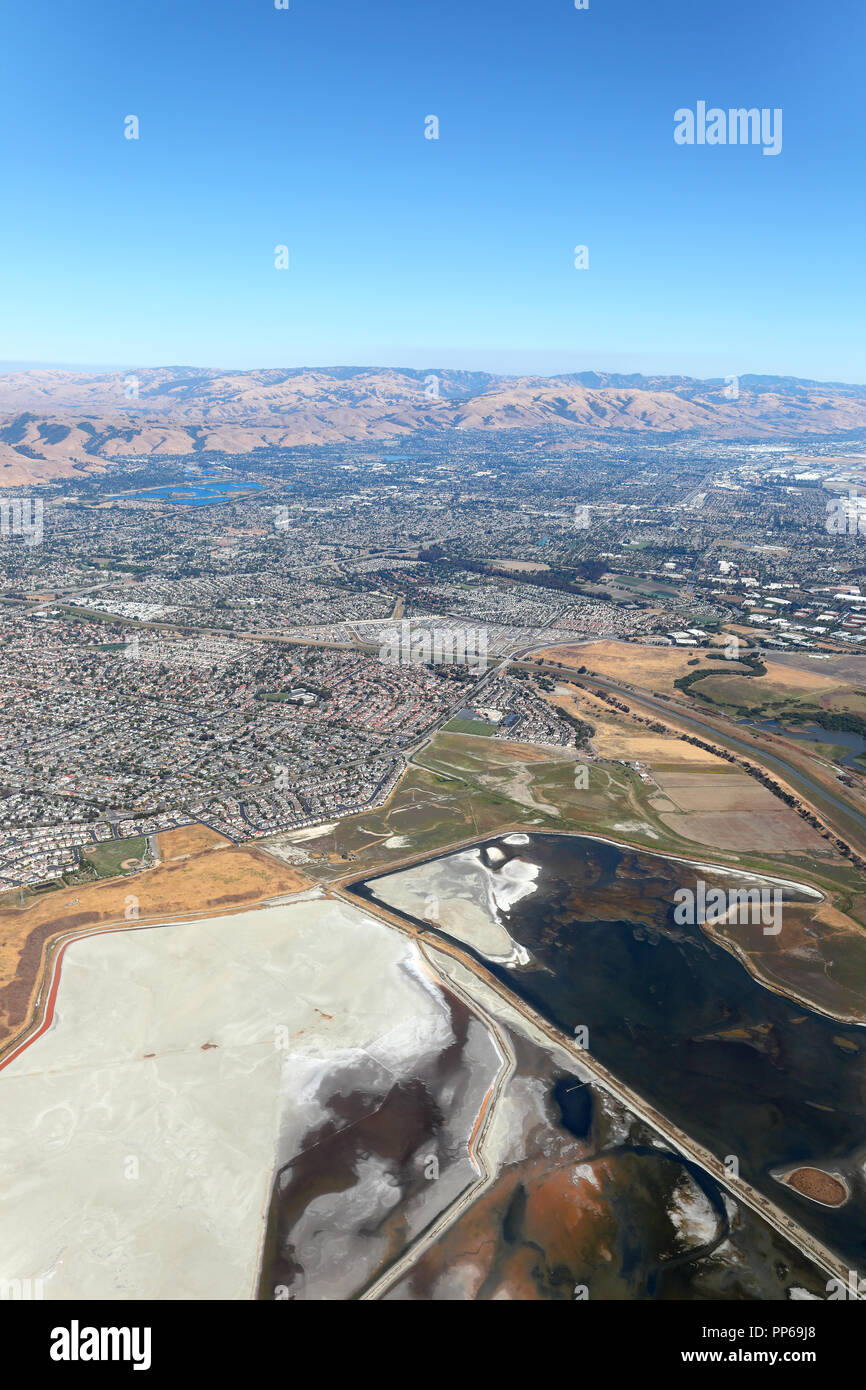 San Francisco Bay Area: Salt Marshes and wetlands surrounding Alameda Creek Stock Photo
