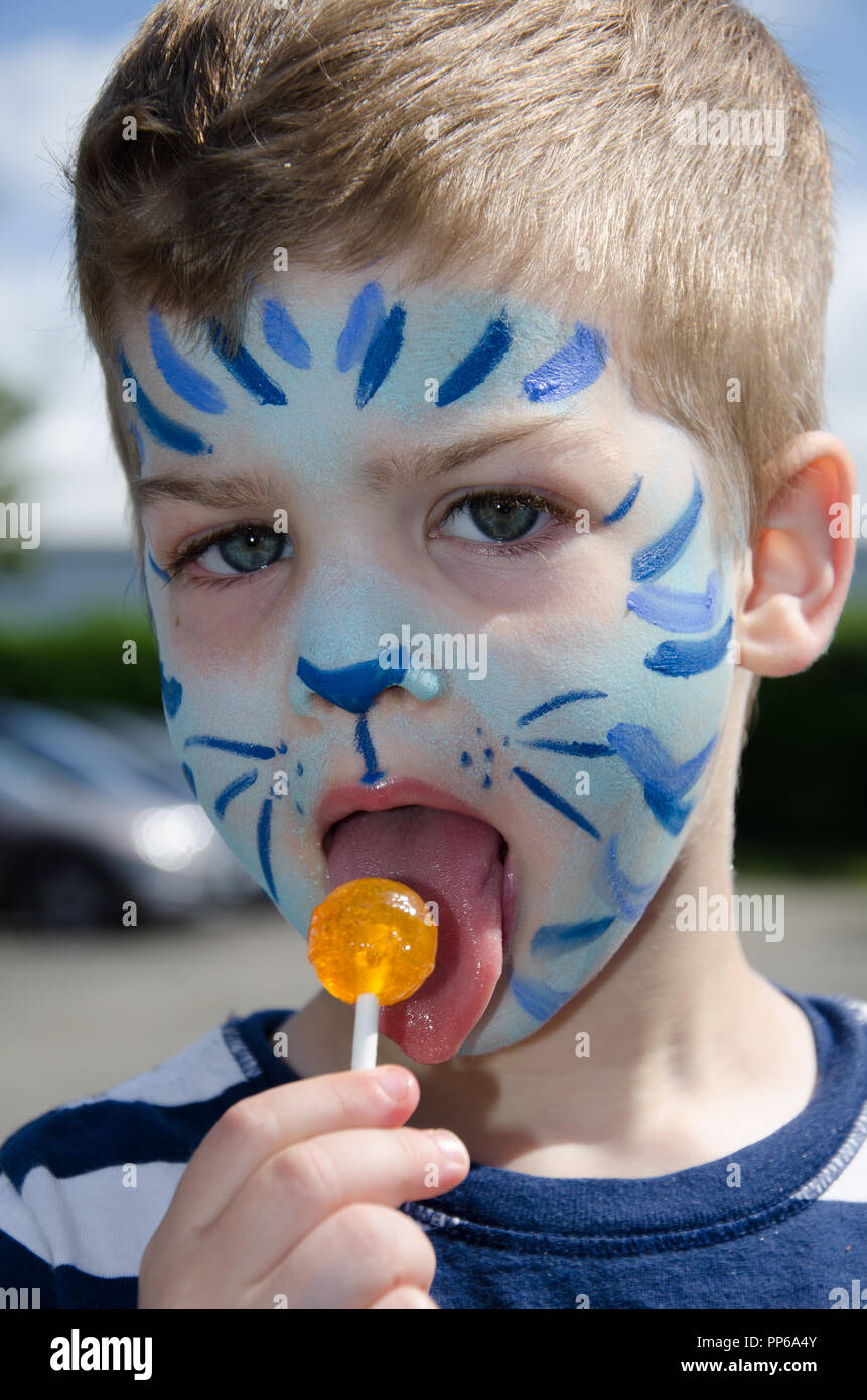 Tiger Face Paint Boy Stock Photos Tiger Face Paint Boy Stock