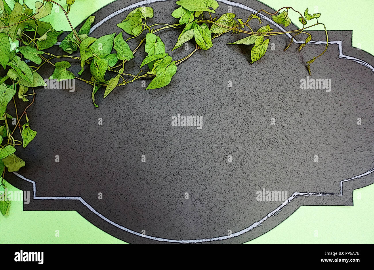 Blank black board with free space for text border with white chalk and ...