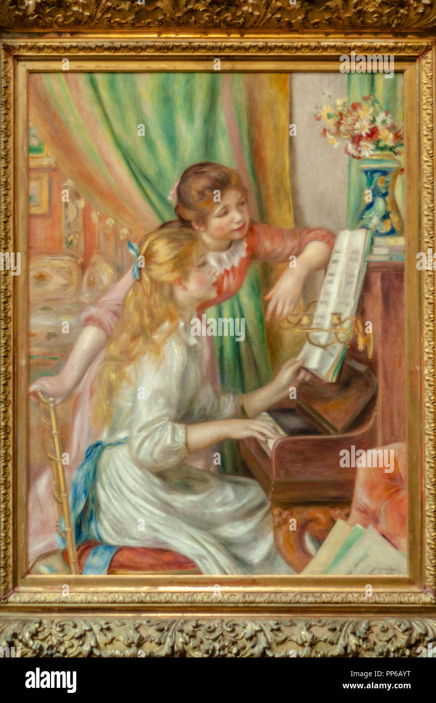 Pierre-Auguste Renoir-Young Girls at the Piano 1892. Musée d'Orsay; Paris Stock Photo