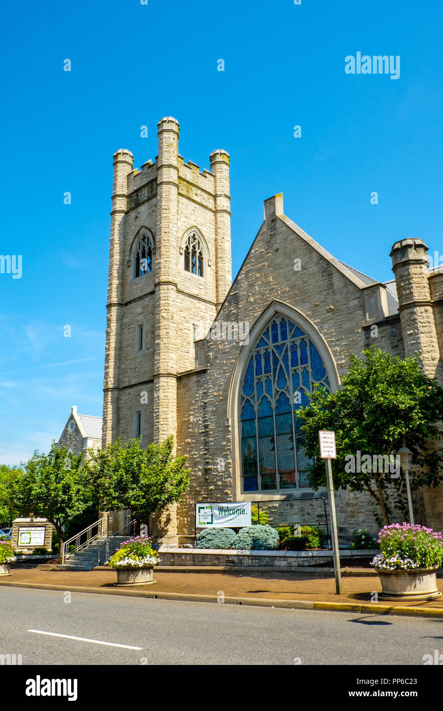 First Presbyterian Church, 17 Court Square, Harrisonburg, Virginia Stock Photo