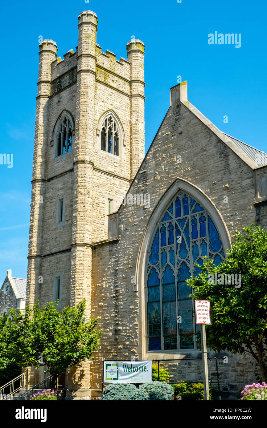 First Presbyterian Church, 17 Court Square, Harrisonburg, Virginia Stock Photo