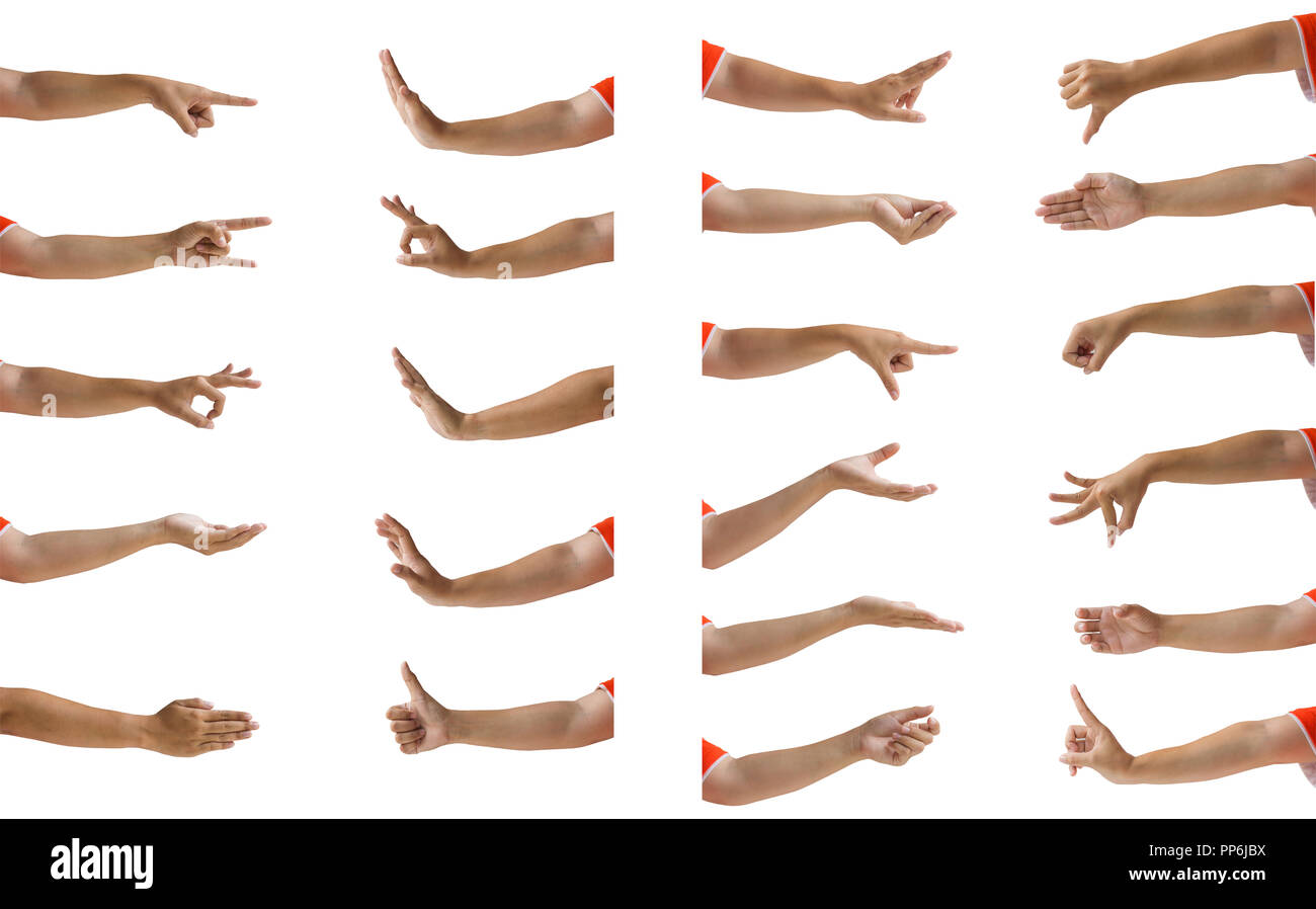 Clipping path of hands isolated Multiple female hand gesture