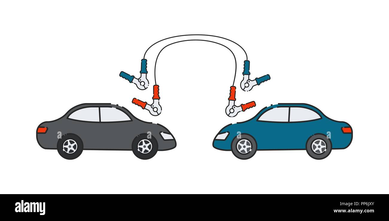 Car battery. Flat abstract icon. Vector illustration. Roadside assistance. Stock Vector
