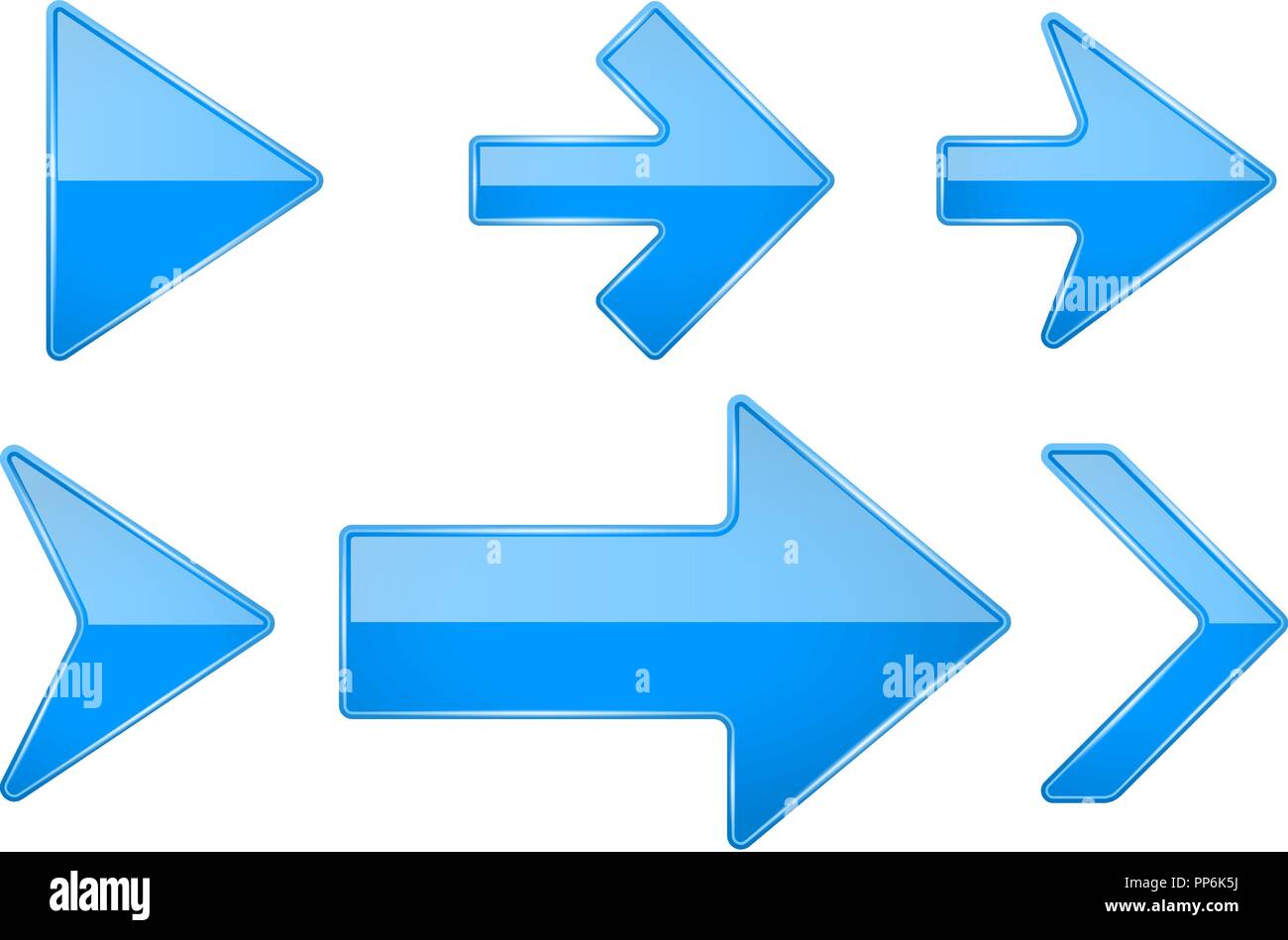 Blue arrows. Shiny 3d glass icons Stock Vector Image & Art - Alamy