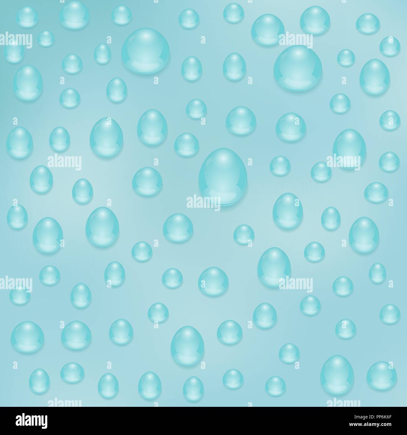 Water background with water drops. Blue water bubbles Stock Vector