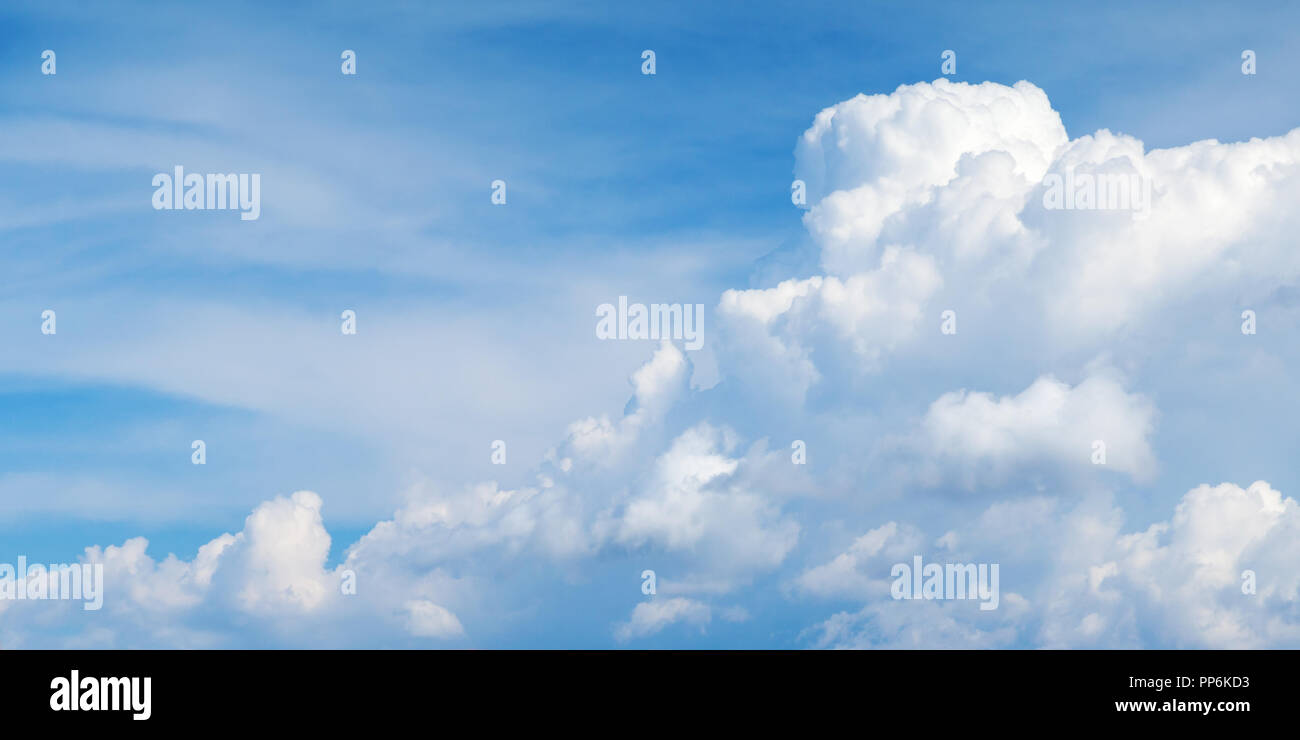 White cumulus clouds in blue sky at day, natural background photo Stock ...
