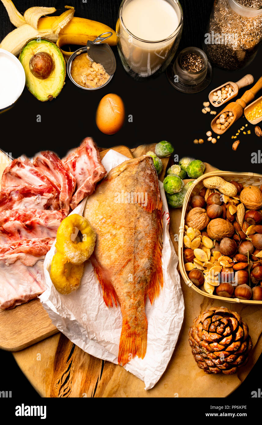 Assortment Of Healthy Protein Source And Body Building Food Meat Pork 