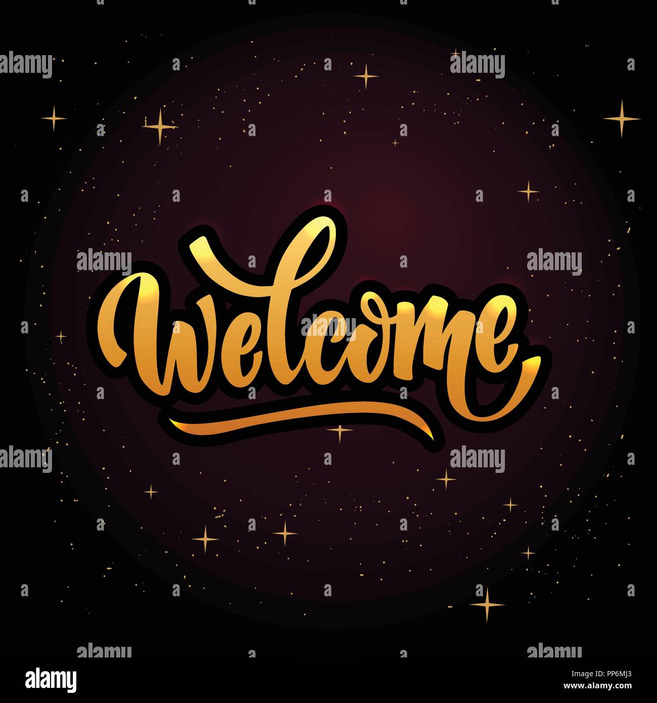 welcome lettering text. Modern calligraphy style illustration Stock ...