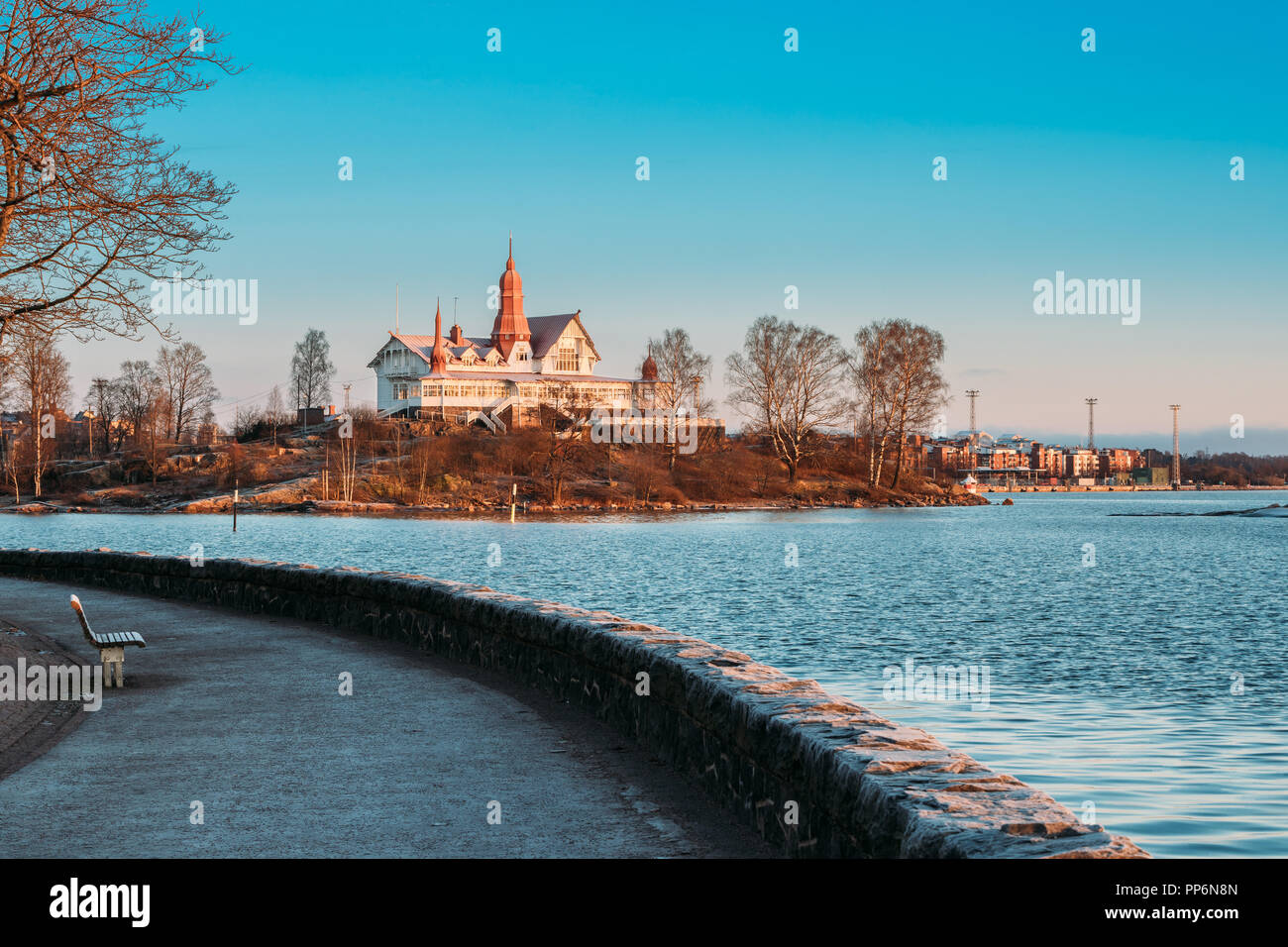 Helsinki, Finland. View Of Luoto Island In Sunny Winter Morning. Stock Photo