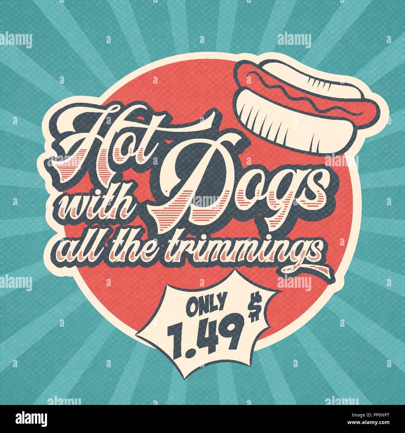 Hot Dog Pubblicità Cibo Vintage Retro Insegna Metallo, Cucina - Foto 4