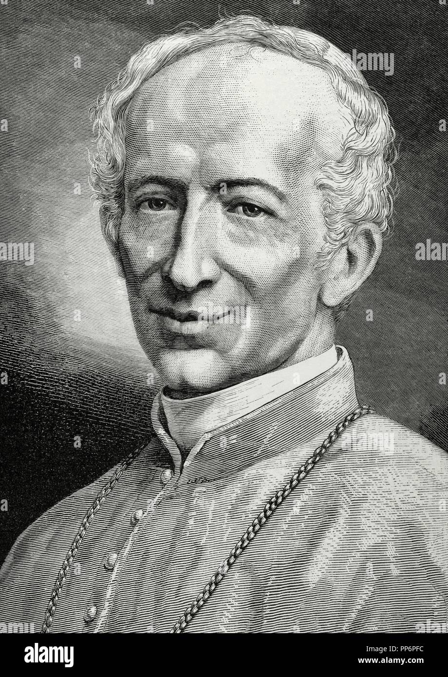 Leo XIII (1810-1903). Italian Pope (1878-1903), named Vincenzo Gioacchino Pecci. Almanac of The Illustration, 1879. Engraving. Stock Photo