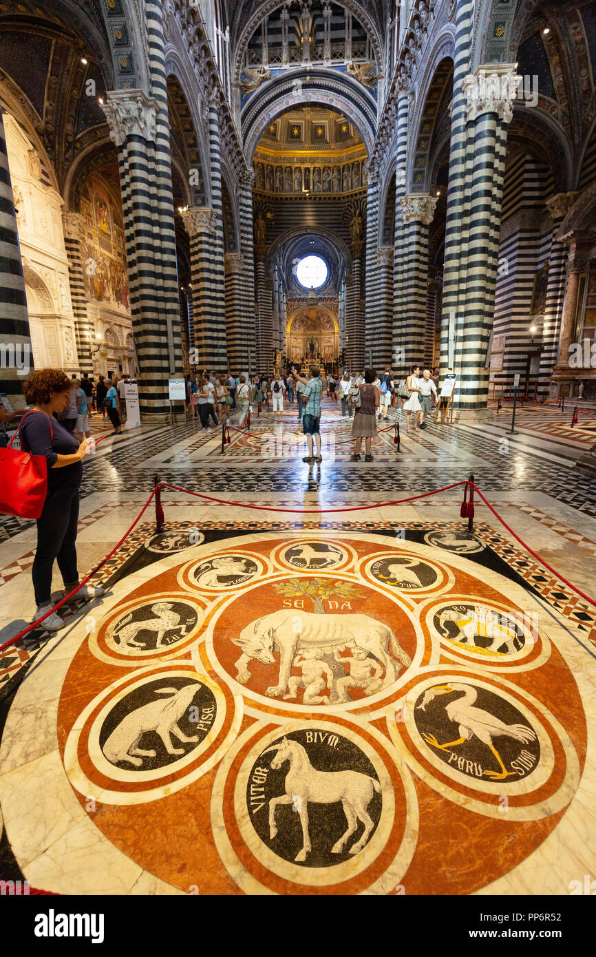 The Marble Floor Mosaics In The Interior Of Siena Cathedral