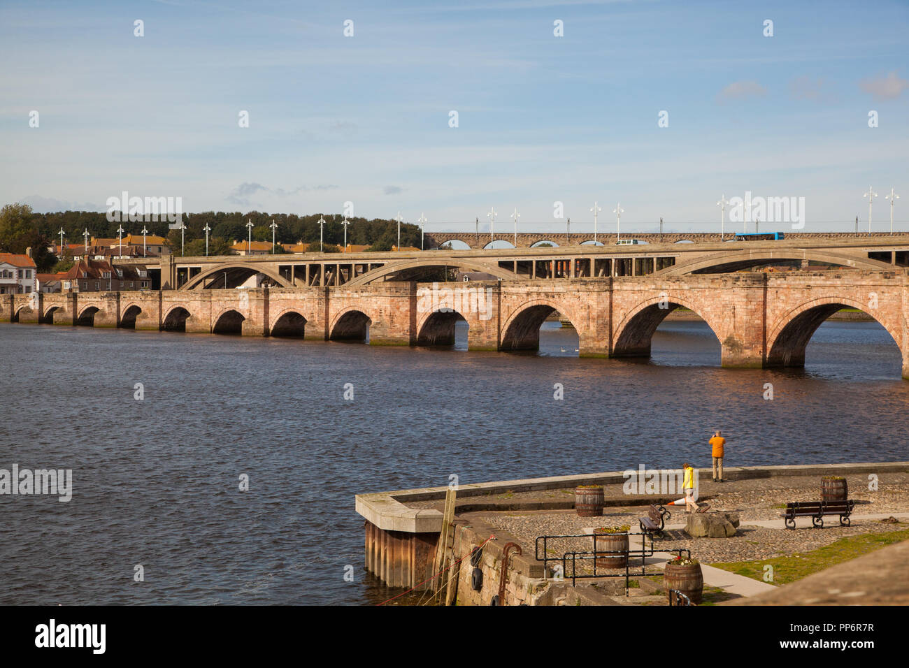 The old and new road bridges plus the train railway bridge over the