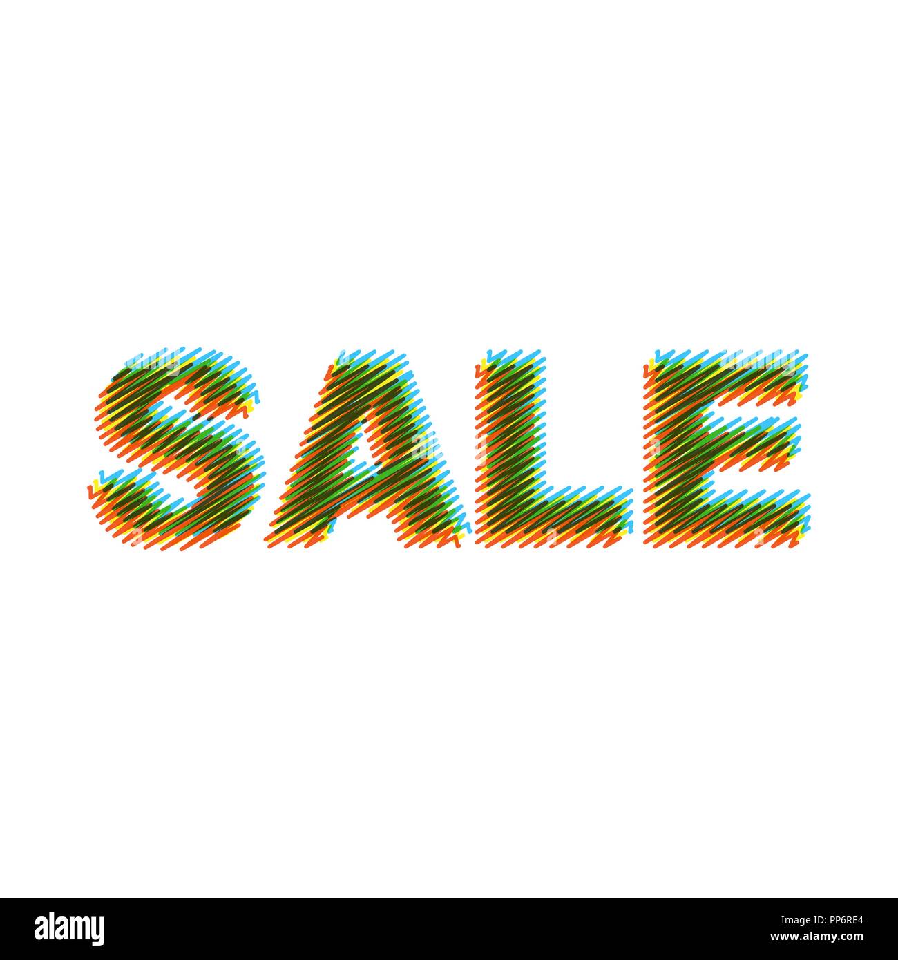 Abstract sale word scribble text isolated on white background Stock Vector