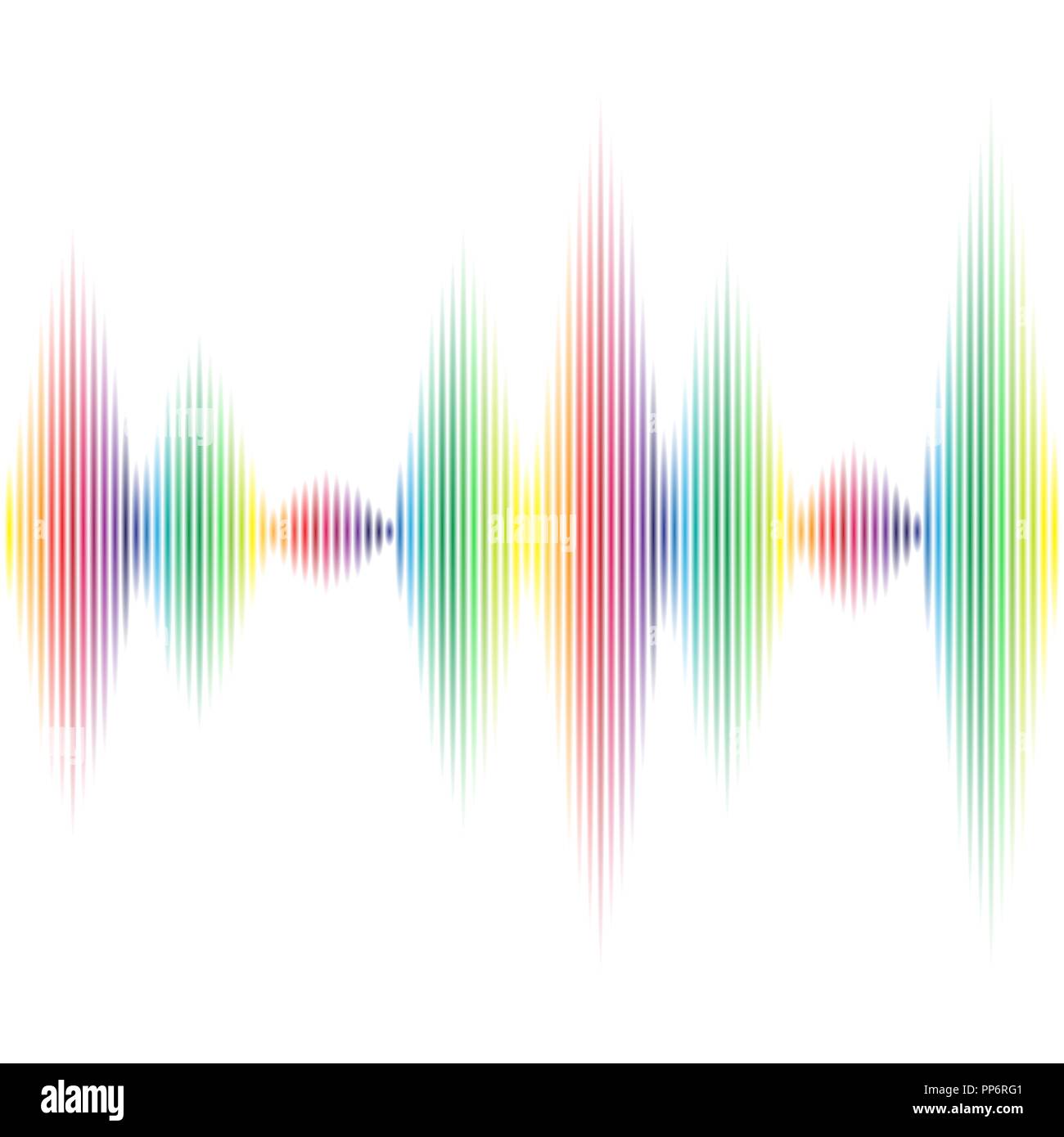 White background with voice audio waves different colors Stock Vector