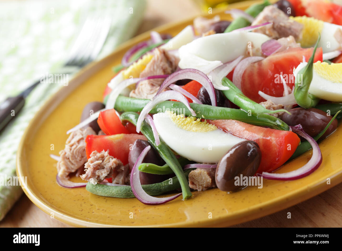 Nicoise salad with tuna and vegetables closeup Stock Photo
