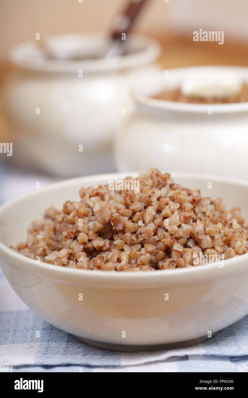 Buckwheat porridge in the bowl closeup Stock Photo Alamy