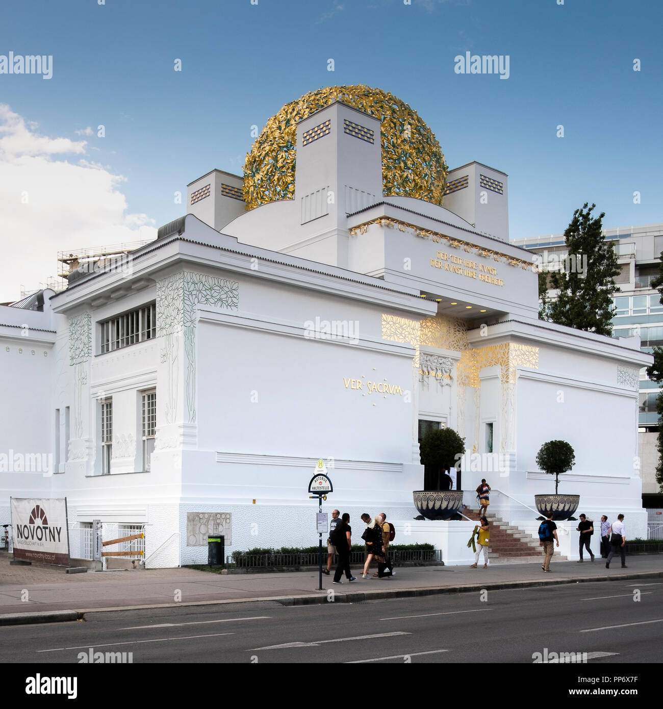 The secession building at Vienna, built in 1897 by Joseph Maria Olbrich for exhibitions of the secession group andThe Beethovenfries  by Gustav Stock Photo